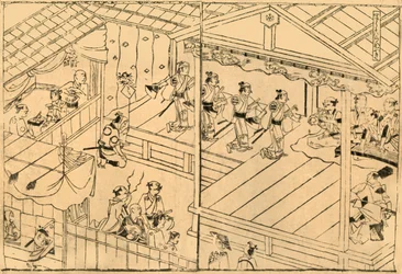 Desempenho Kabuki no leito do rio Shijo, 1658, 1924.