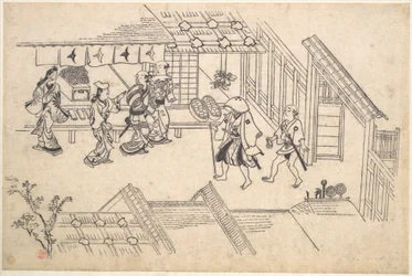 A entrada de Ageya-machi, da série «Cenas em Yoshiwara (Yoshiwara no tei)»