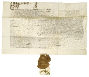 Documento assinado pela rainha Elizabeth I com o Grande Selo Real, 1564