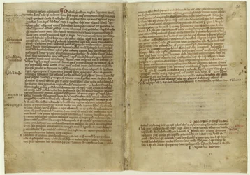 Relato de verso de Magna Carta na Crônica da Abadia de Melrose, década de 1270