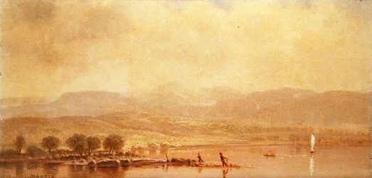Manhã enevoada no rio Hudson (óleo sobre tela)