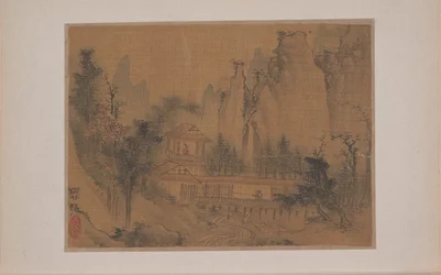 Paisagem (miniatura de um álbum de onze pinturas; tinta e cor sobre seda)