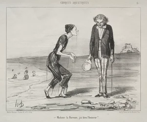 Esboços aquáticos, placa 8: Madame la Baronne, é uma honra ..., 1853.