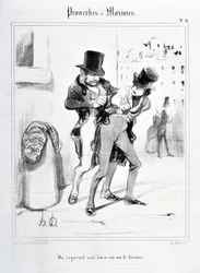 Obra de Honore Daumier (1808-1879). Charivari data de 1840: Serie PROVERBES ET MAXIMES "Retomamos a nossa propriedade ou encontramo-la" MUSEE DES BEAUX ARTS - PALAIS LONGCHAMP, MARSEILLE