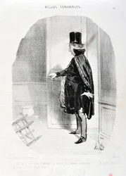 Obra de Honore Daumier (1808-1879). Charivari data de 1842: "Céu após três meses de ausência encontro a minha mulher demenagee e que memórias lavo ao seu grande Deus! "MUSEU DE BELAS ARTES - PALÁCIO LONGCHAMP, MARSEILLE