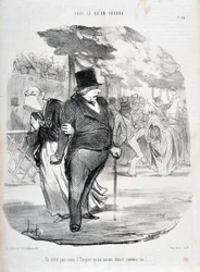 Obra de Honore Daumier (1808-1879). Charivari data de 1849: Serie TUDO O QUE VOCÊ DANÇARÁ "Não é sob o Império que nós dançaríamos assim!..." MUSEU DE BELAS ARTES - PALÁCIO LONGCHAMP, MARSEILLE