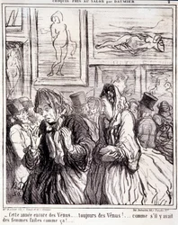 Obra de Honore Daumier (1808-1879). Charivari data de 1865: "Este ano de novo a Vénus... sempre a Vénus!... como se houvesse mulheres feitas assim!" Extracto do jornal "Le Charivari" Dim: 28x28cm. Inv