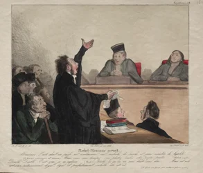 Caricaturana, prancha 44: Robert-Macaire, advogado, 1837