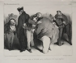 Caricatura, chapa 439: Somos todos homens honestos, então vamos abraçar e acabar com isso, 1834.