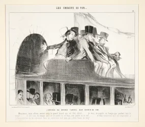 A entrada do grande túnel ferroviário, de Les Chemins de Fer, em Le Charivari, 22 de março de 1844