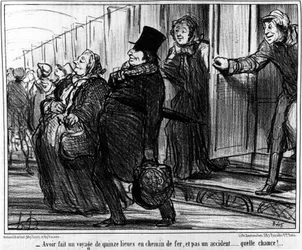 Les chemins de fer - por Daumier, em "Charivari" de 20/07/1855.