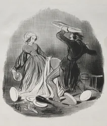 Costumes matrimoniais: Ah! você acha que sua esposa não lhe fornece o suficiente, vilão ..., 1841.