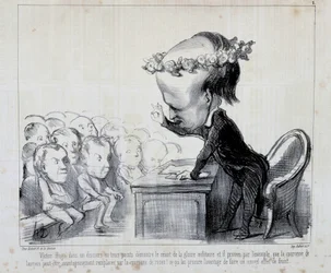 Memórias do Congresso da Paz: Victor Hugo (No. 1 da Série) - por Daumier, em "Charivari" de 06/09/1849