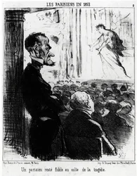 Parisienses em 1852: um parisiense permanece fiel ao culto das tragédias. Illustration d