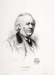 Retrato de Honore Daumier (1808-1879), gravador, pintor e escultor francês. Gravura de Massard. Dimensões: 15x11,5cm. Museu Arbaud.