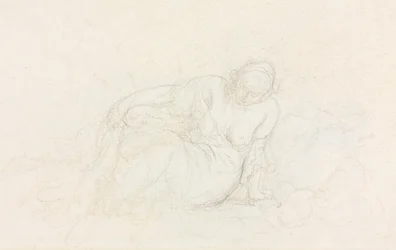 Mulher reclinada, apoiando-se em seu braço, 185560.