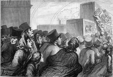 Viajantes de domingo. Cartoon de Honore Daumier (1808-1879). Gravura em "Le Monde Illustré" n°264 de 3 de Maio de 1862.