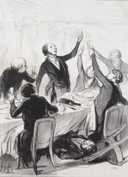 The Philanthropists of the Day, ilustração 8: Um brinde 43d ... à Temperance Society, 1844.