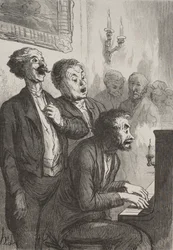 Os cantores: Os cantores no salão.