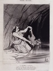 O batismo de Aquiles - em "Charivari "v.1840 - Honore Daumier