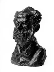Os bustos do "Celebrites du Juste Milieu" "Caricatura do Barão Jacques Antoine Adrien Delort (1773-1846), general e deputa. A zombaria". Escultura de Honore Daumier (1808-1879), século XIX. Inv L 48,21 Dim em cm H 23 x L 1 Musee des Beaux