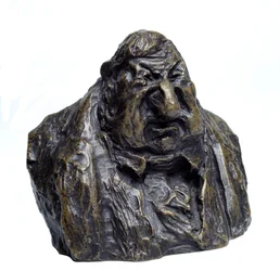 Os bustos do "Celebrites du Juste Milieu" "Caricatura de Jean Marie Fruchard (1786 - 1872), deputado. Le Degout personificou "Escultura de Honore Daumier (1808-1879) Musee des Beaux Arts do século XIX, Palais Longchamp, Marselha.