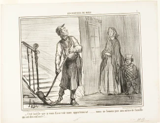 "- É inútil mostrar-vos o meu apartamento. Não alugamos a mães com filhos", placa 1 de Les Portiers De Paris