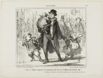 "- Que o diabo apanhe o inventor de todas estas prendas de Ano Novo!" Reflexão de um pai parisiense sensível, generoso mas atormentado, placa 476 de Actualités
