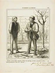 "- Parece gostar de fazer o meu trabalho. Em troca, poderia oferecer-me para fazer o seu trabalho: Vou dar uma volta na sua carruagem!", placa 249 de Les Parisiens A La Campagne