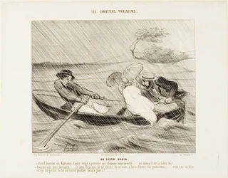 Uma tempestade ligeira (Un leger grain), prato 8 de Os barqueiros parisienses (Les canotiers Parisiens)