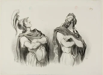 Aquiles e Agamémnon. Aquiles: "- E o que me importa a tua Troia!", prato um de Physionomies Tragiques