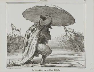 Um guarda-chuva numa posição difícil, chapa 119 de Actualités