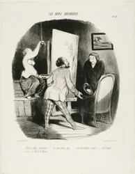 «Entre, Monsieur, não seja tímido. É um quadro vivo.... tal como veria na Porte Saint-Martin», prancha 62 de Les Bons Bourgeois