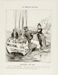 Embarcação de uma Senhora. "Entre sem medo Menina Josefina.... Não tem que ter medo nem da corrente nem dos barqueiros... são todos franceses.... Queríamos mesmo saudá-la com 101 tiros de canhão, mas não obtivemos autorização do