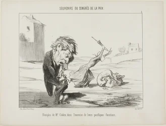 Seguidores do Sr. Cobden, exercendo as suas funções pacíficas, placa 5 de Souvenirs Du Congres De La Paix