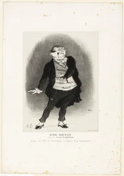 Henri Monnier. (no papel de Joseph Prudhomme) "- Nunca permitirei que a minha filha se torne esposa de um escrevinhador!", chapa 1 de Les Artistes Contemporains (Odéon)
