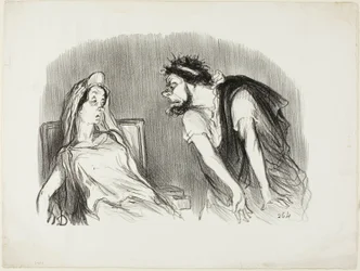 Oedipe. "- Quando a minha espada cortou o seu coração que sangrava - Estais a tremer, Senhora - Foi então que o mundo se desmoronou", prato dez de Physionomies tragiques