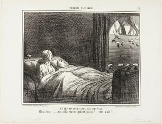 Uma das desvantagens de viver na cave. "Olha, aqui estão mais algumas que cresceram ontem à noite...", prato 15 de Croquis Parisiens
