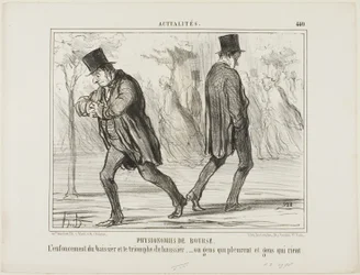 Fisionomia da Bolsa. O desespero do baissier e o triunfo do haussier - ou o choro e o riso, chapa 440 de Actualités