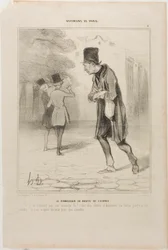 O colecionador de tocos de charuto. "Quando é que estes sacanas acabam de fumar! São oficiais de justiça; fumam até restarem as cinzas. Não há maneira de lhes arrancar um cêntimo", placa 4 de Bohémiens De Paris