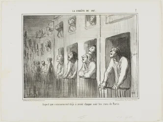 As ruas de Paris começam a ter este aspeto todas as noites, placa 7 de La Cométe De 1857