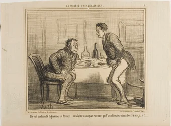 Conseguiram aclimatar a batata da Índia ao clima francês, mas continua a ser um problema aclimatar os franceses à batata da Índia!, placa 1 de La Société D