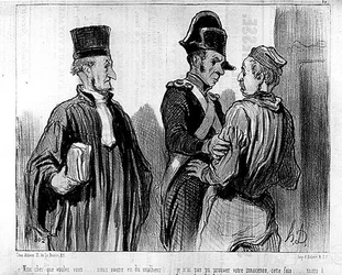 Um advogado e seu cliente por Daumier - em "Charivari" de 21/09/1845