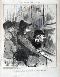 Obra de Honore Daumier (1808-1879). Charivari data de 1852: Serie LE PUBLIC DU SALON - "Artistas examinando a pintura de um rival" MUSEE DES BEAUX ARTS - PALAIS LONGCHAMP, MARSEILLE