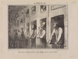 Aspeto que as ruas de Paris já começam a ter todas as noites (O Cometa de 1857, folha 7)