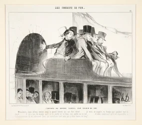 A entrada do grande túnel ferroviário, de «Les Chemins de Fer», em Le Charivari, 22 de março de 1844
