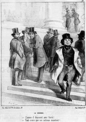 Paris: a bolsa, por Daumier - em "Charivari" de 19/01/1845