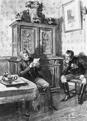 Ilustração de Daniel Hernandez (1856-1932) para Country Doctor, romance de Honore de Balzac (1799-1850) da colecção multi-volumes intitulada Human Comedy, publicado em 1902, Paris