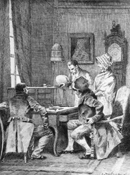 Ilustração de Edouard Toudouze (1848-1907) para Contrato de Casamento, romance de Honore de Balzac (1799-1850) da colecção multi-volumes intitulada Human Comedy, publicada em 1902, Paris