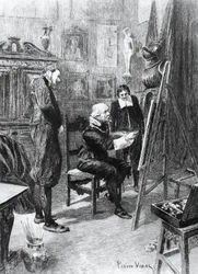 Ilustração de Pierre Vidal (1849-1929) para obra-prima desconhecida, conto de Honore de Balzac (1799-1850) da colecção multi-volumes intitulada Human Comedy, publicada em 1901, Paris